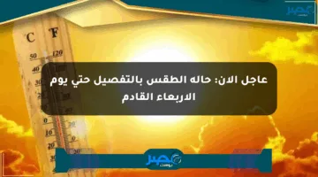 عاجل الآن: حالة الطقس بالتفصيل حتى يوم الأربعاء القادم